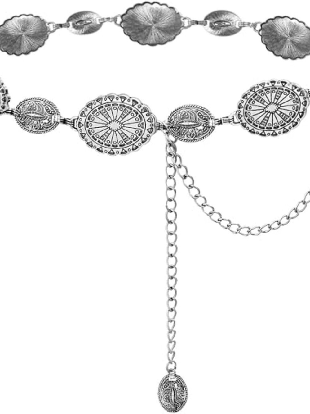 Western Metal Concho Belt for Women Cowgirl Chain Belts for Dresses Jeans Countr - Picture 2 of 5